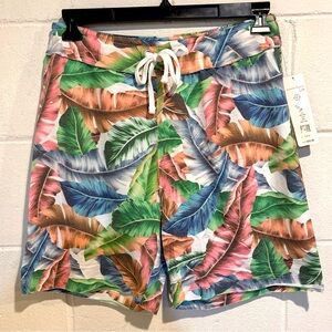 Nanette Lepore tropical leaves high waist shorts tie front